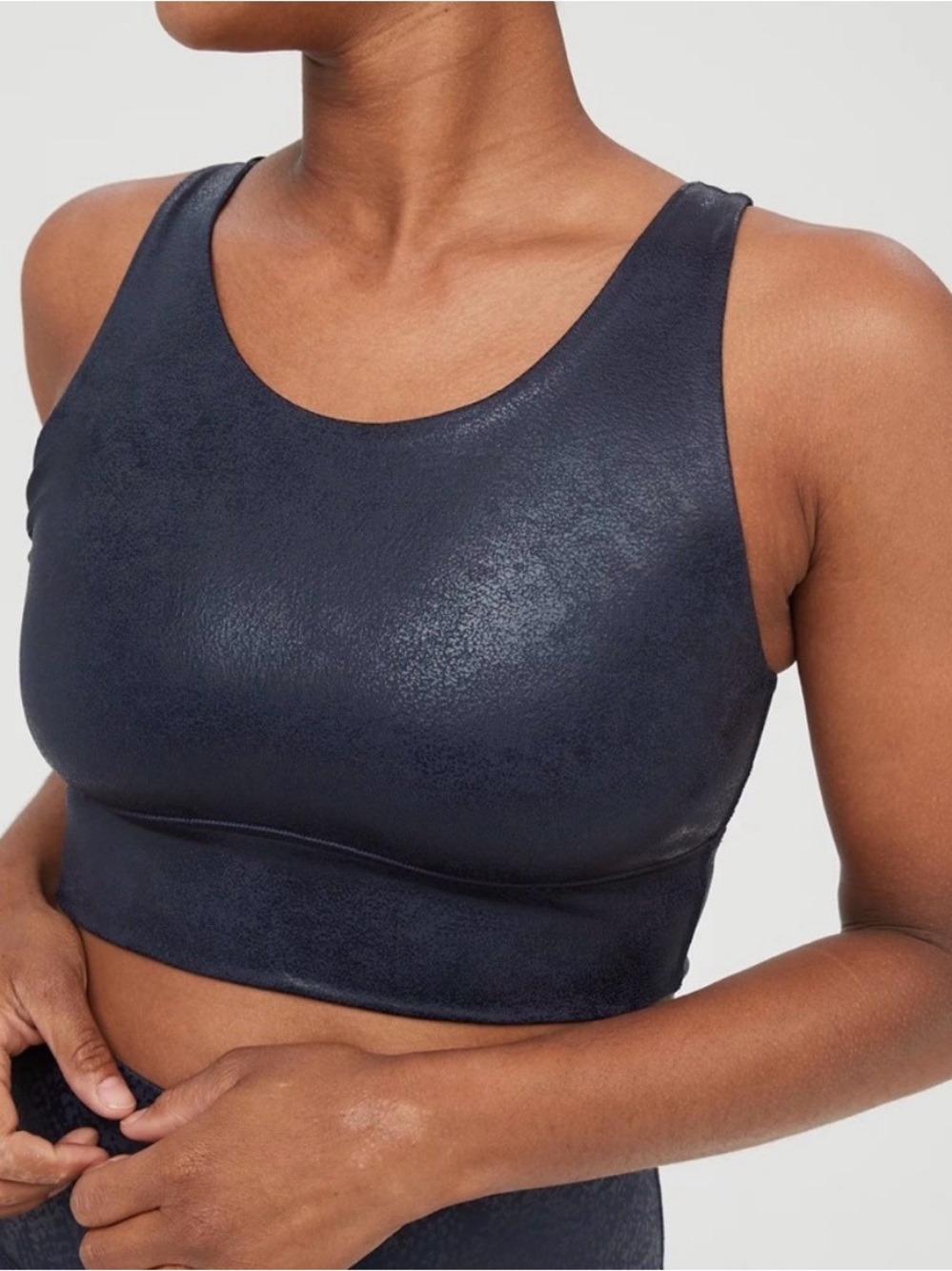 Aerie Metallic Navy Blue Scoop Neck Sports Bra